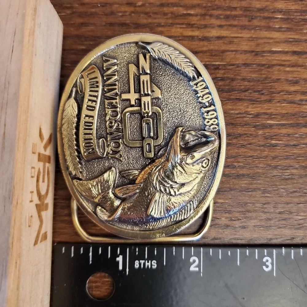 VTG Zebco 40th Anniversary Bass Fishing Belt Buckle 1949–1989 USA Limited Editio